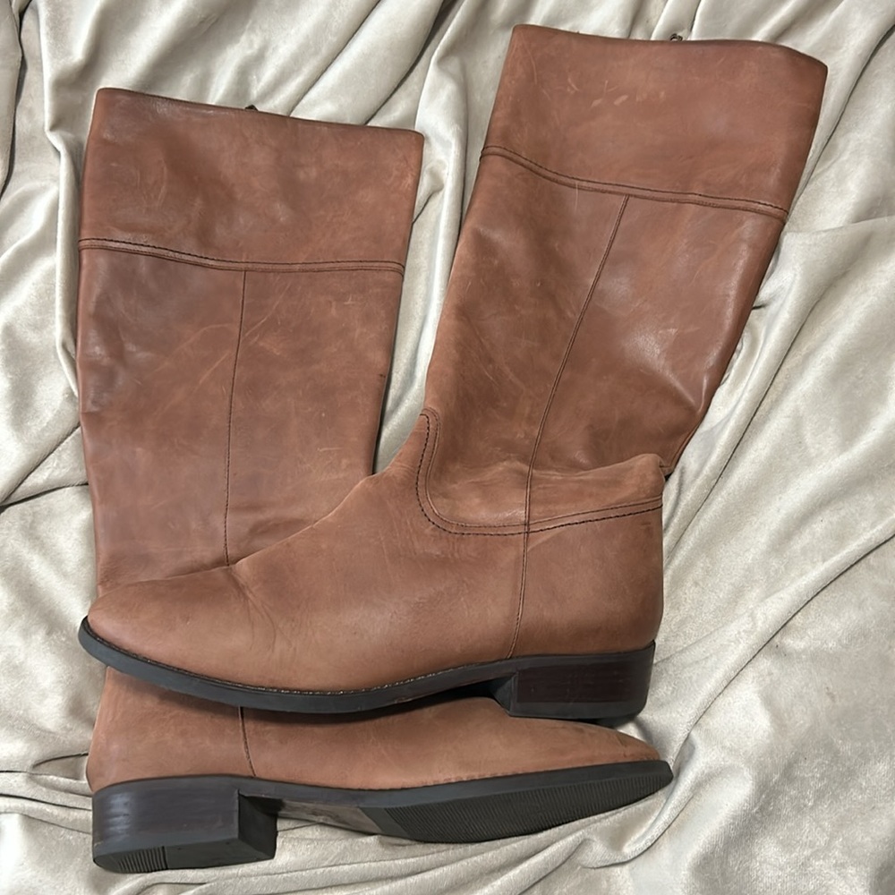 J Crew brown leather knee boots, 12